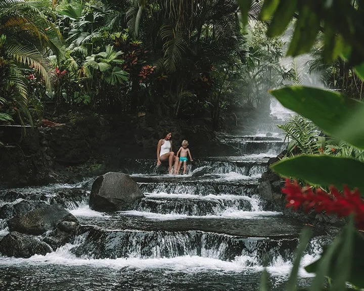 family at tabacon hotsprings costa rica