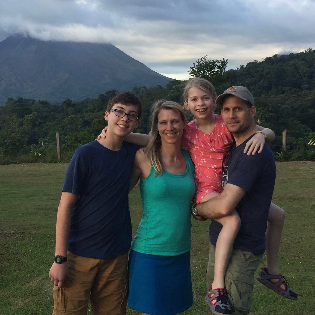 Family at arenal volcano