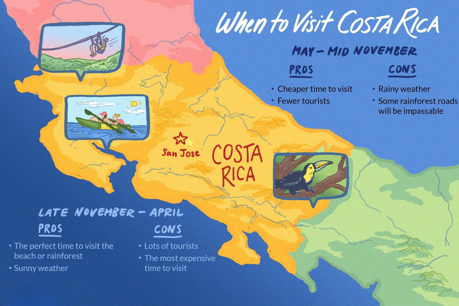 Costa Rica Map when to visist costa rica