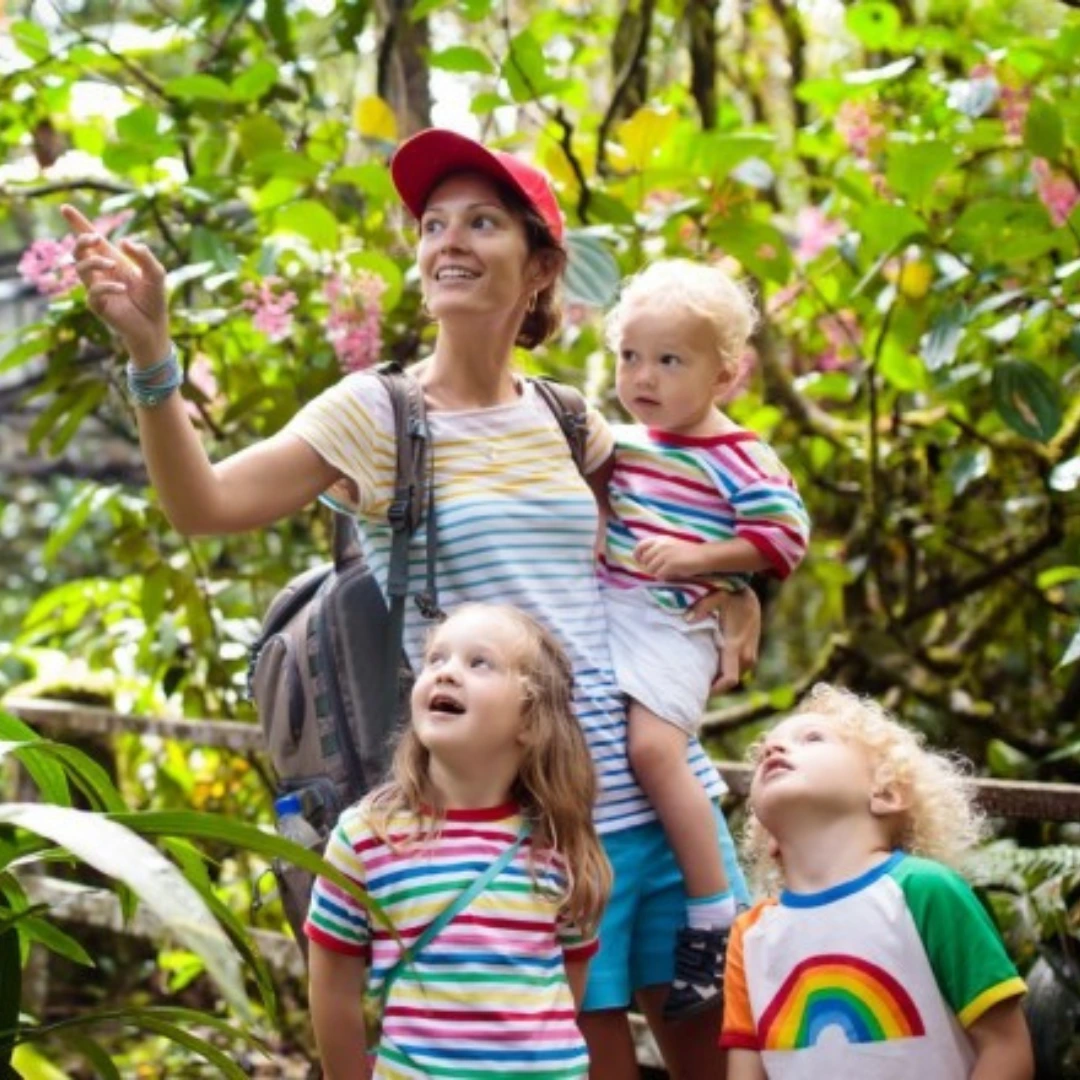 A family exploring the rainforest in Costa Rica