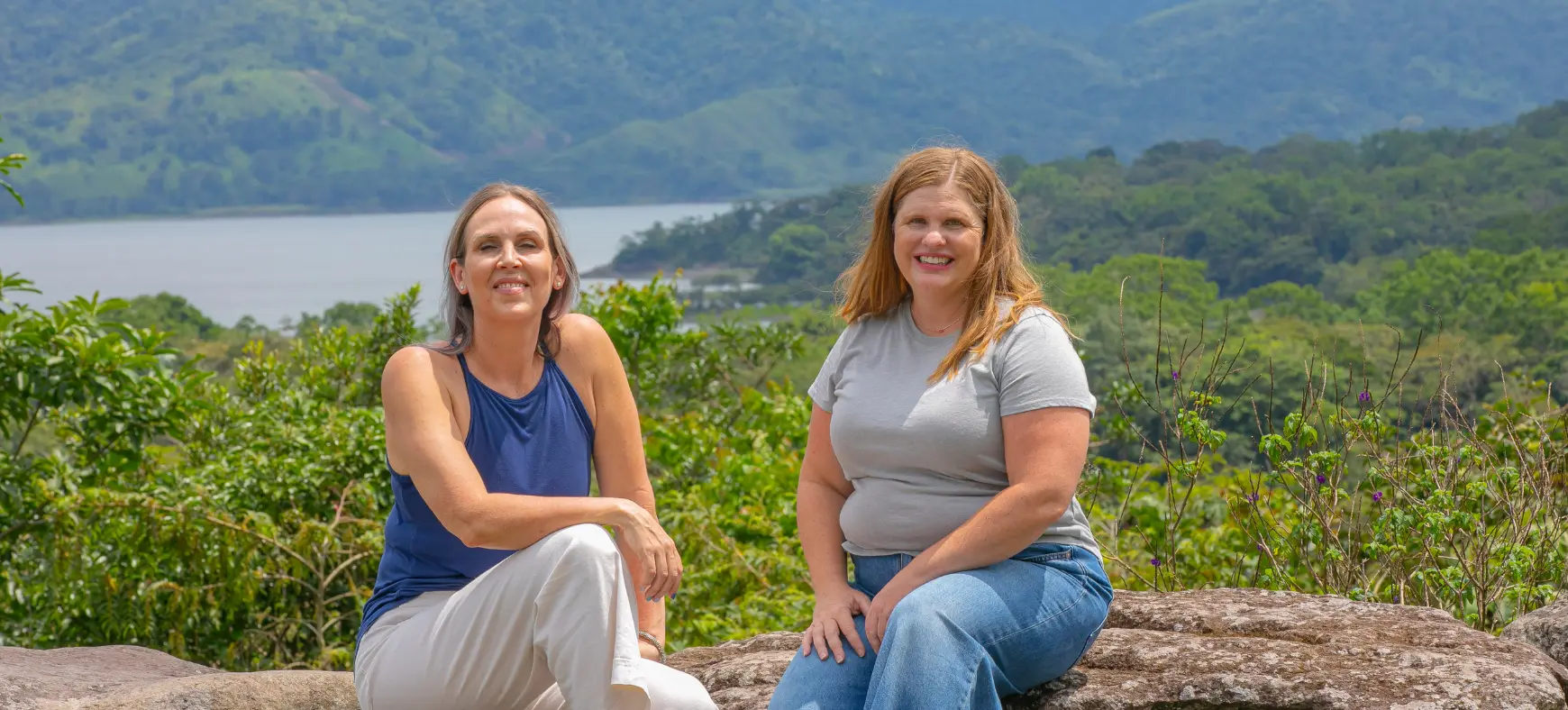 Travelers enjoying a scenic mountain view in Costa Rica